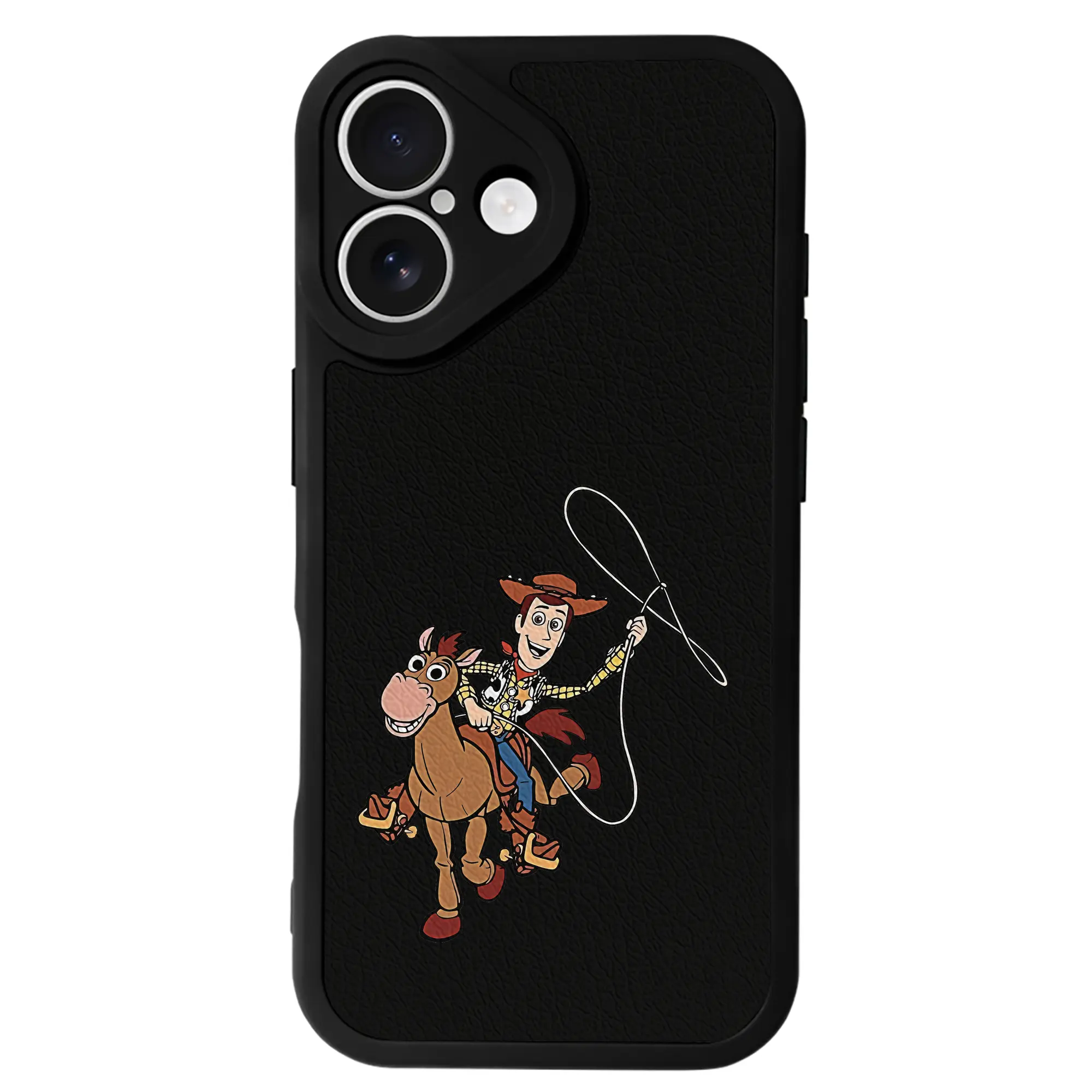 トイ・ストーリー グッズ ウッディ - IPhone 16シリーズ対応 ・ シリコンスマホケース ・ レザー調 ・ 高精度フィット ・ 耐衝撃 ・ ワイヤレス充電対応 ・ 精密カット